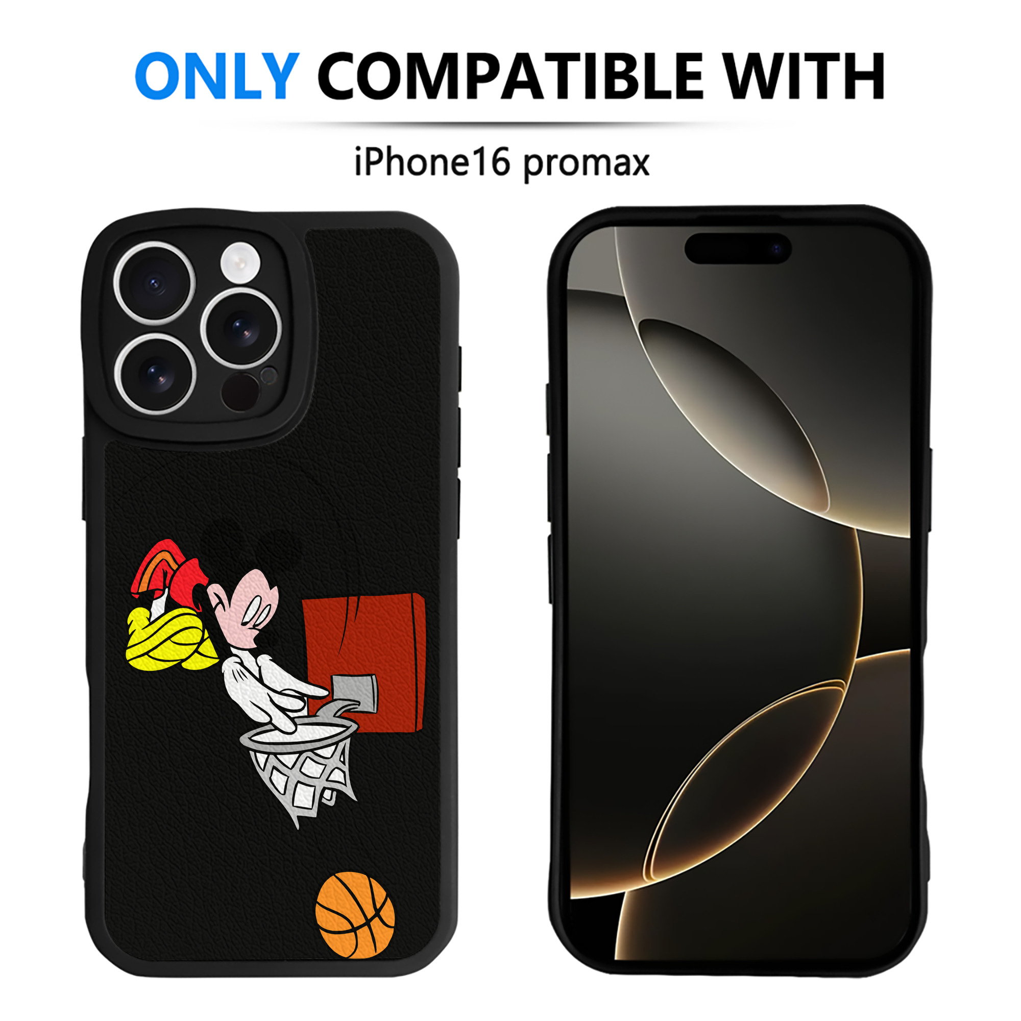 （画像用） ミッキーマウス Mickey Mouse 【iPhone 16シリーズ対応】シリコンスマホケース（レザー調） 材質：シリコン